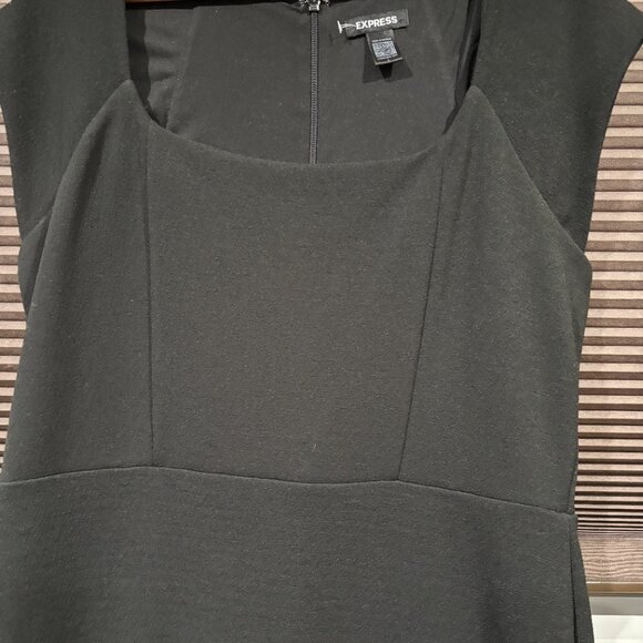 Square Neck Peplum Midi Sheath Dress Black SZ: Large - Picture 5 of 16